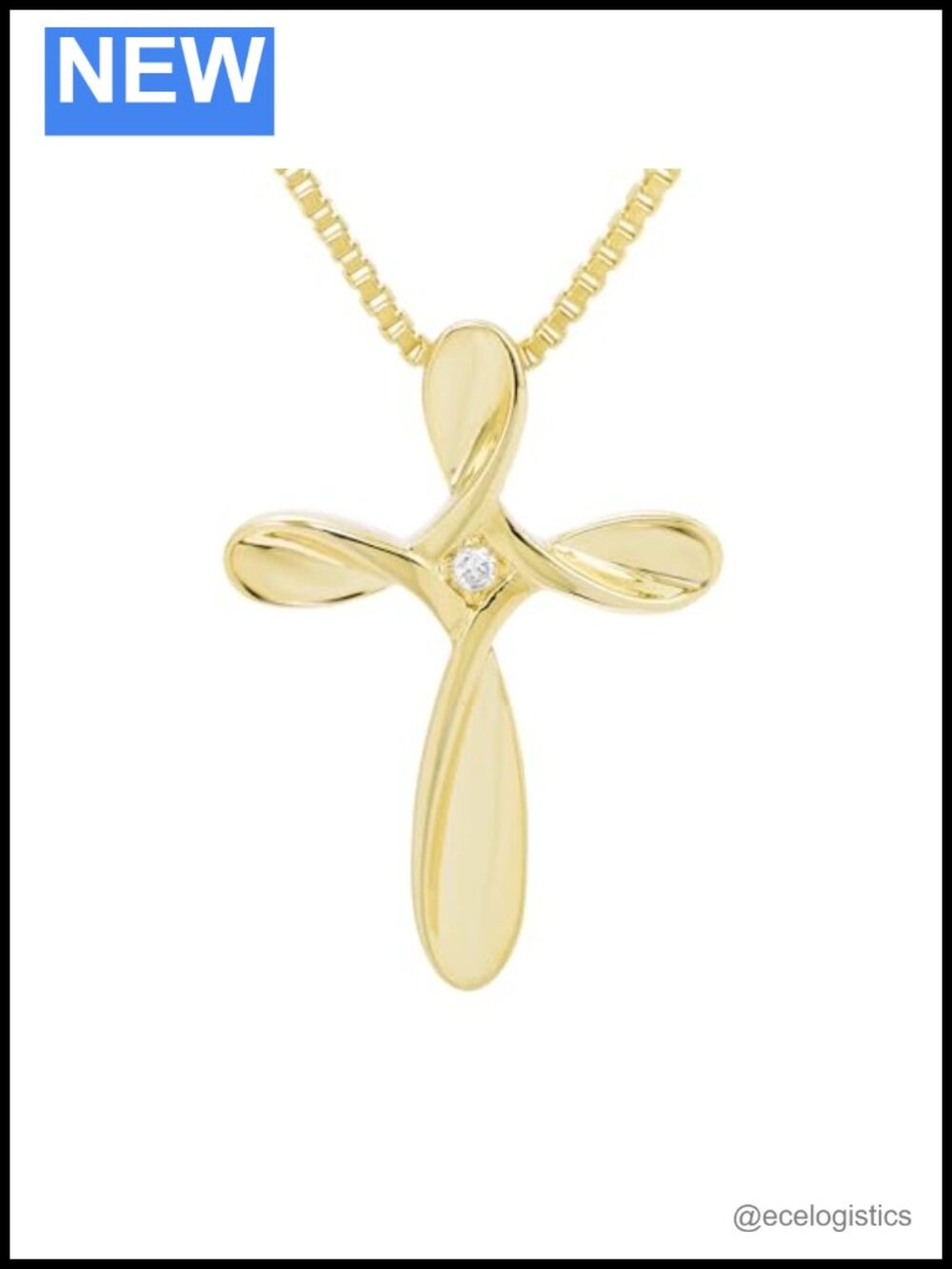 Sterling Silver Diamond Accent Cross Pendant Necklace 18" Box Chain
